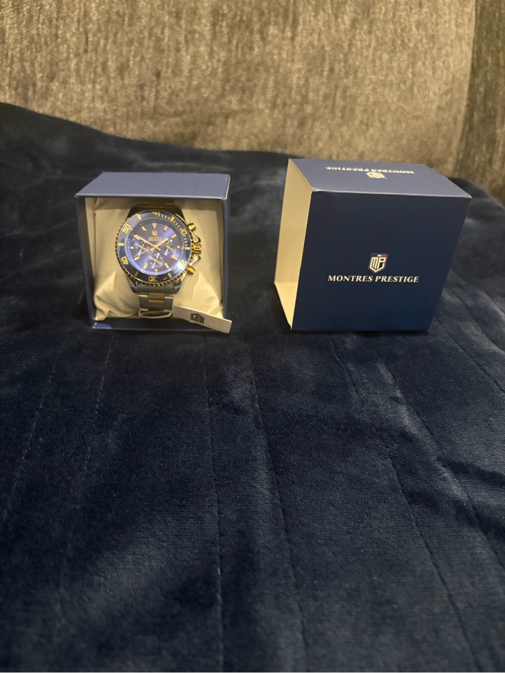 Men's Montreal Prestige Blue and Gold Stainless Steel Watch